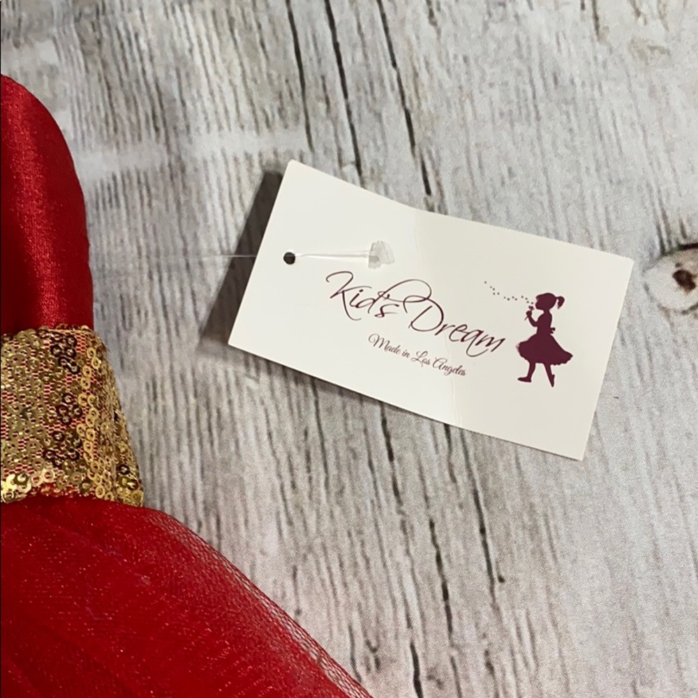 Kid’s Gold and Red Christmas Dress - Picture 6 of 10